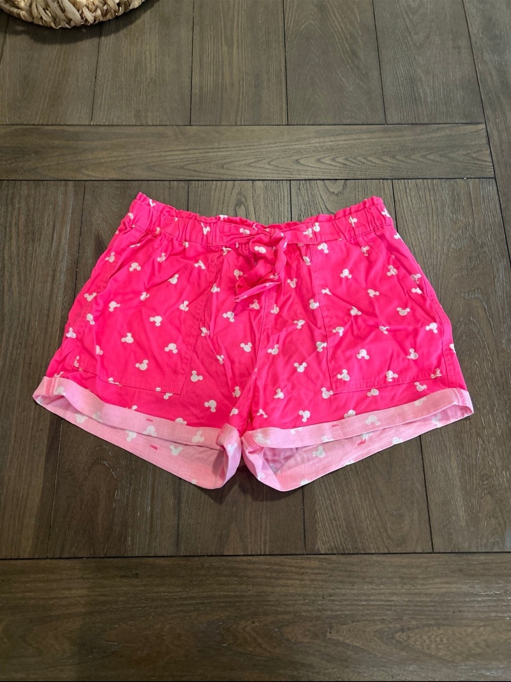 Disney Hot Pink Shorts with White Mickey Heads